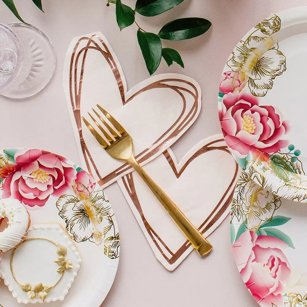 Heart Napkins with Rose Gold Foil