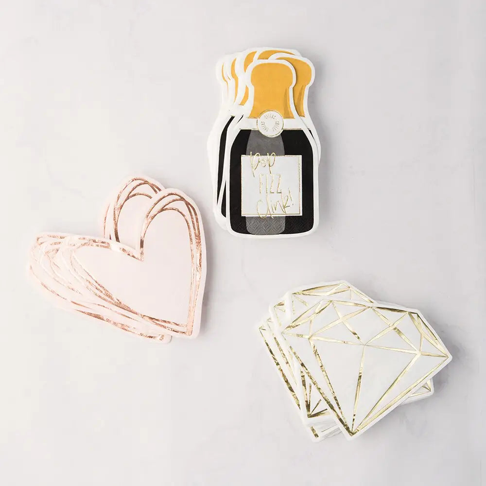 Heart Napkins with Rose Gold Foil