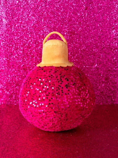 Medium Magenta Sequin Bauble Ornament Pillow