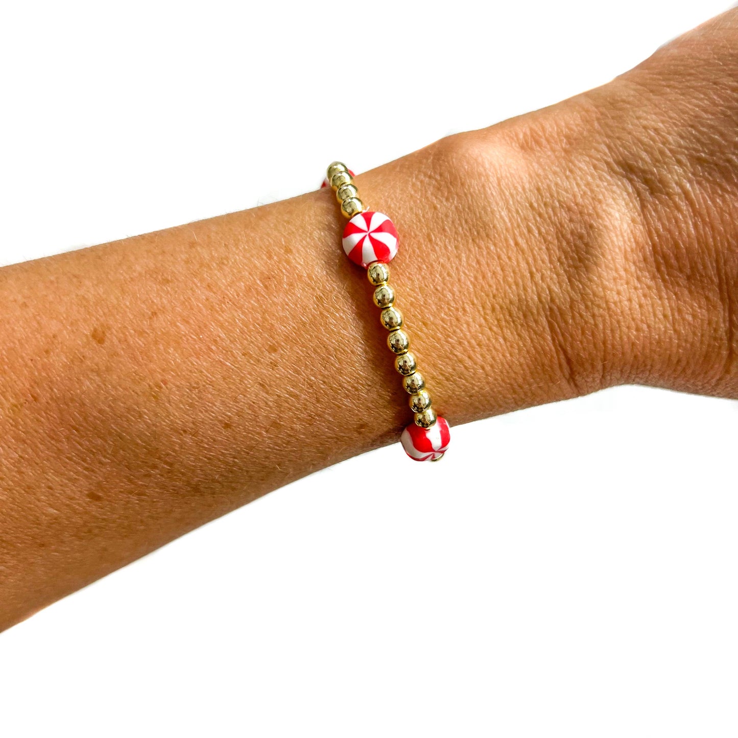 Christmas 18K Gold Filled Bracelets: Peppermint Candies