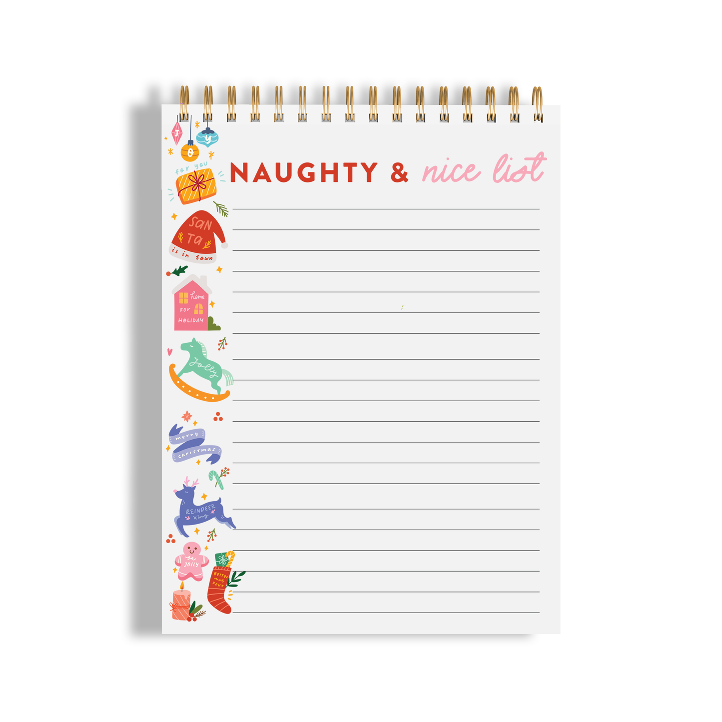 Naughty & Nice List Wire Bound Christmas Notepad