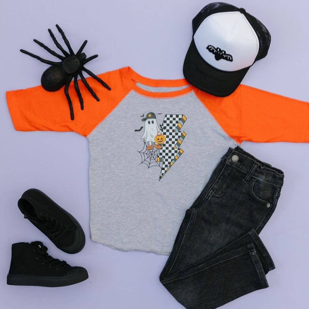 Checker Ghost Halloween 3/4 Sleeve Shirt