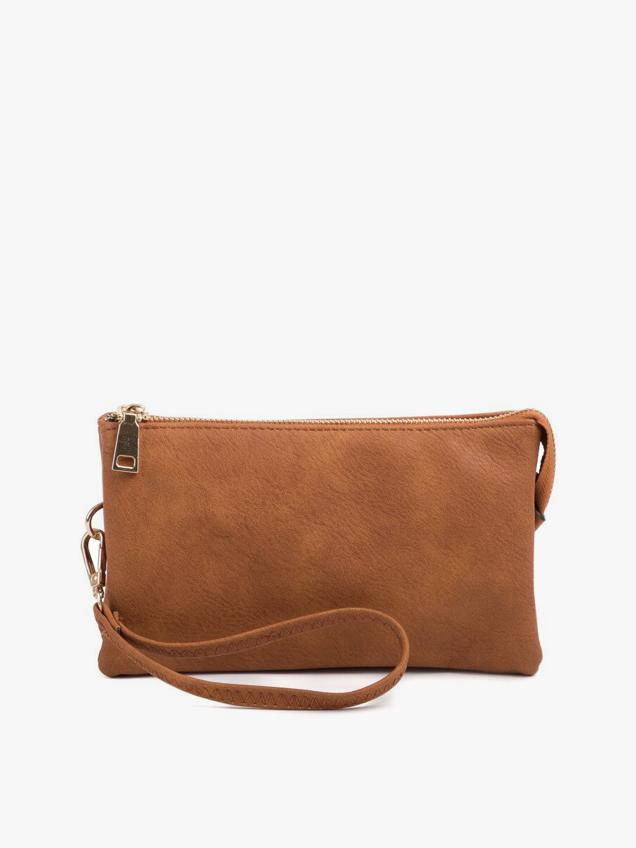 Brown Riley 3 Compartment Crossbody/Wristlet