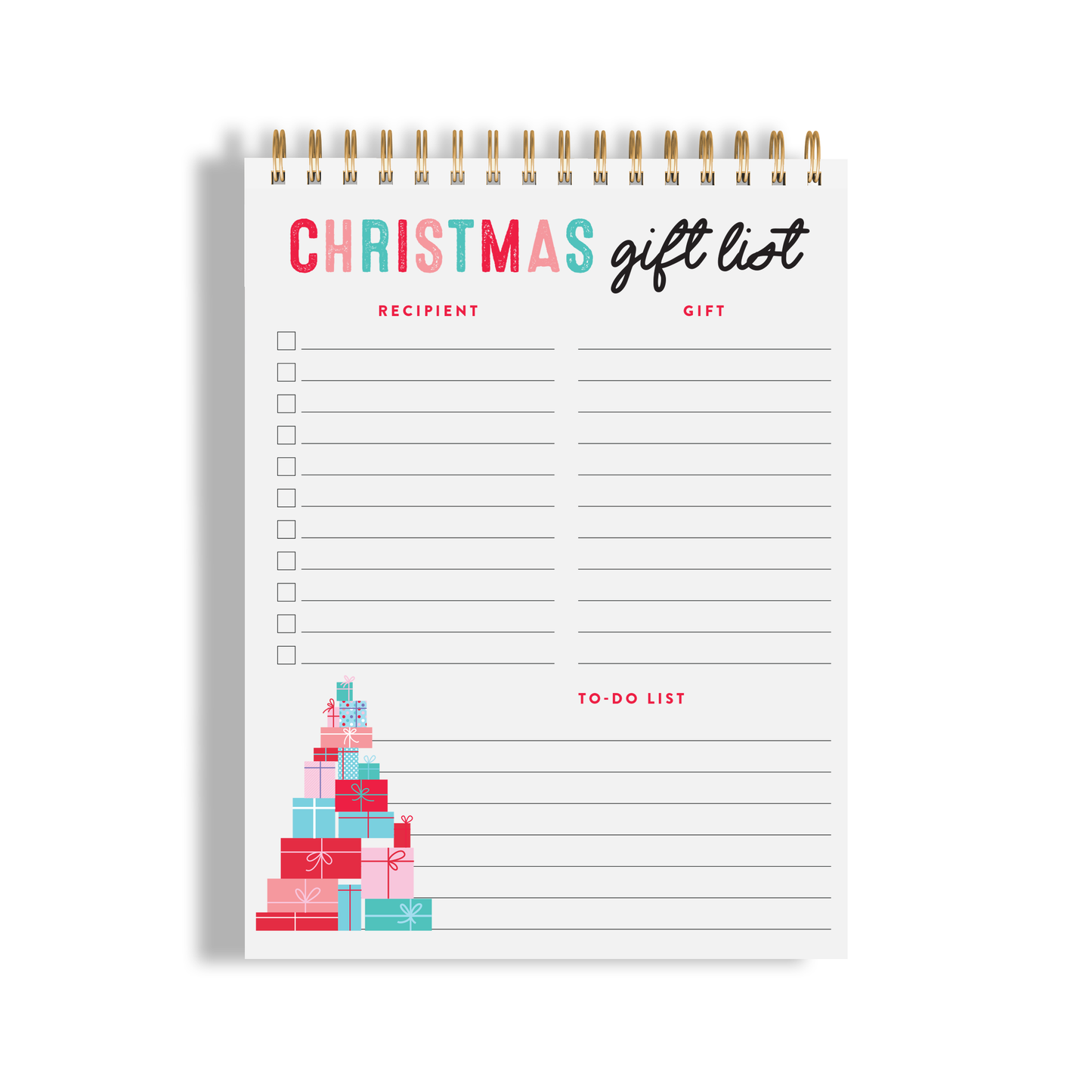 Christmas Gift List Wire Bound Notepad