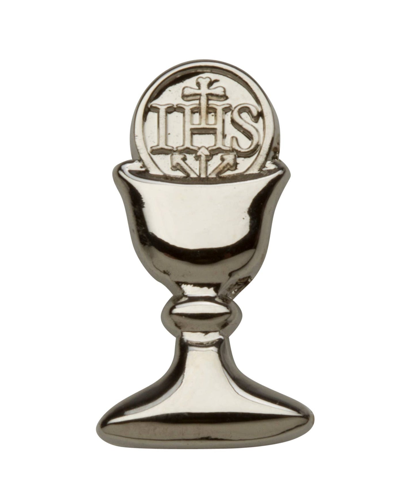 White Tone on tone Pinstripe / Silver-tone Boy's First Communion Tie and Chalice Pin Set