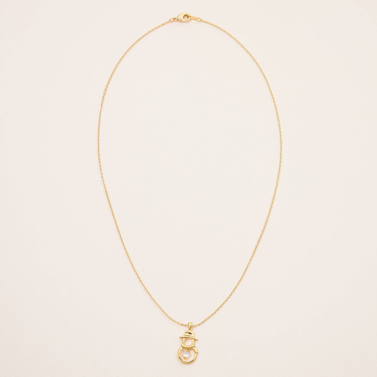 Gold Dipped Snowman Pendant Necklace: Gold