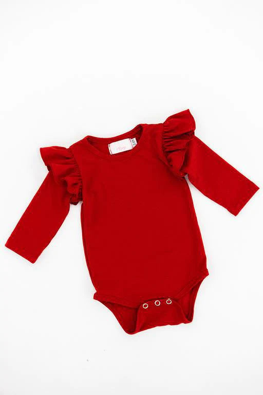 Red L/Sleeve Flutter Bodysuit