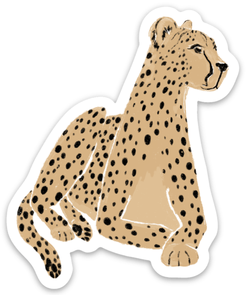 Laying Cheetah Sticker, 3.25x2.25in