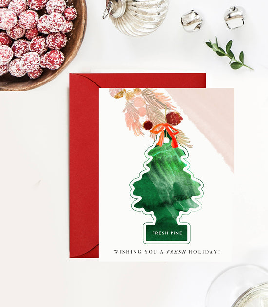 Holiday Tree Air Freshener, Christmas Ornament Greeting Card