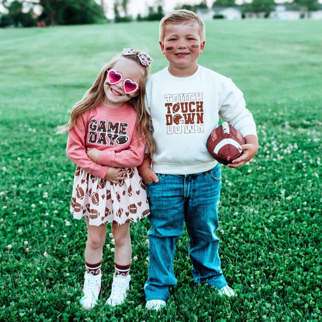 Football Love Tulle Bow Clip - Game Day Kids Hair Clip