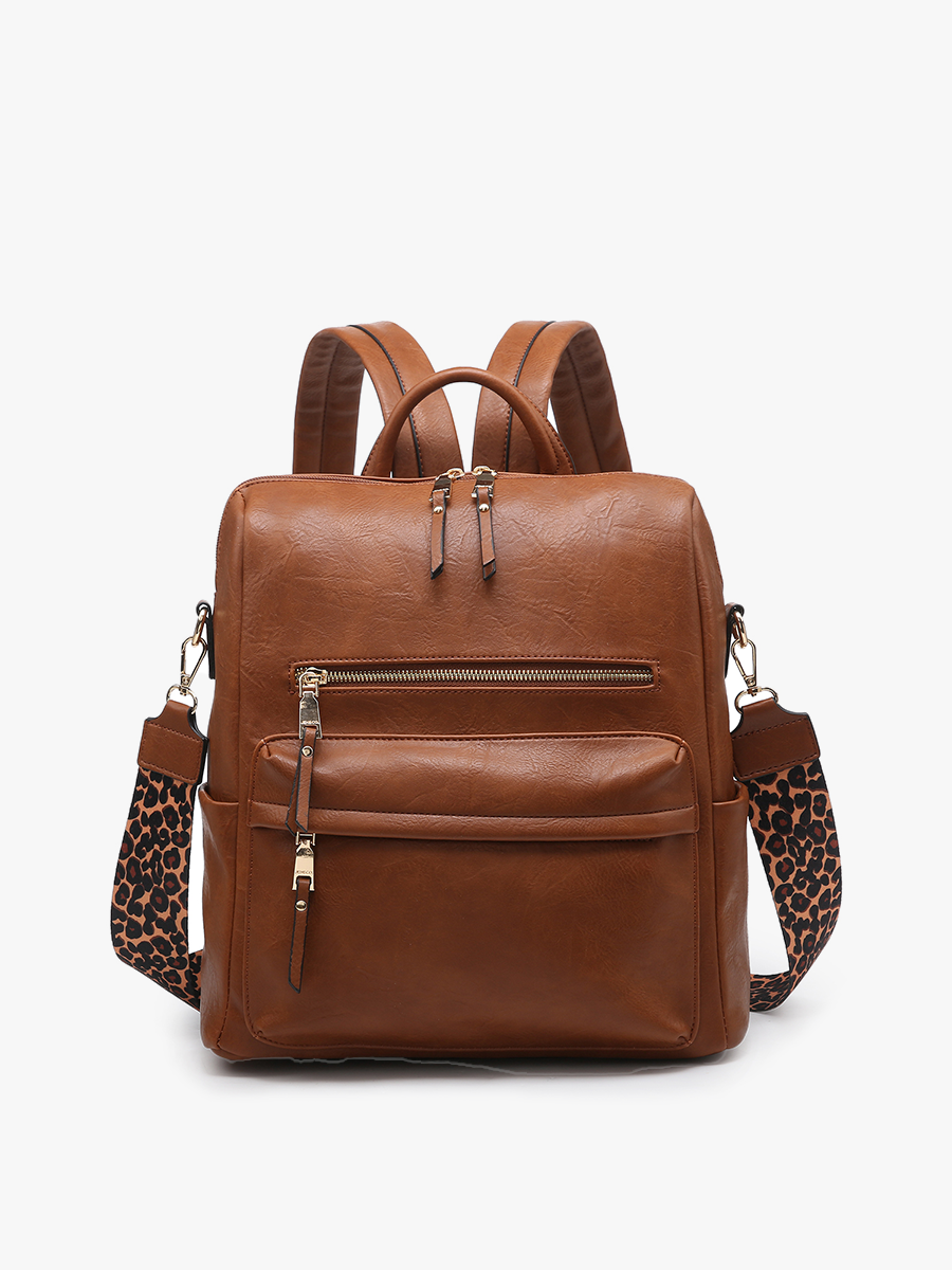 Brown Amelia Convertible Backpack w/ Guitar Strap