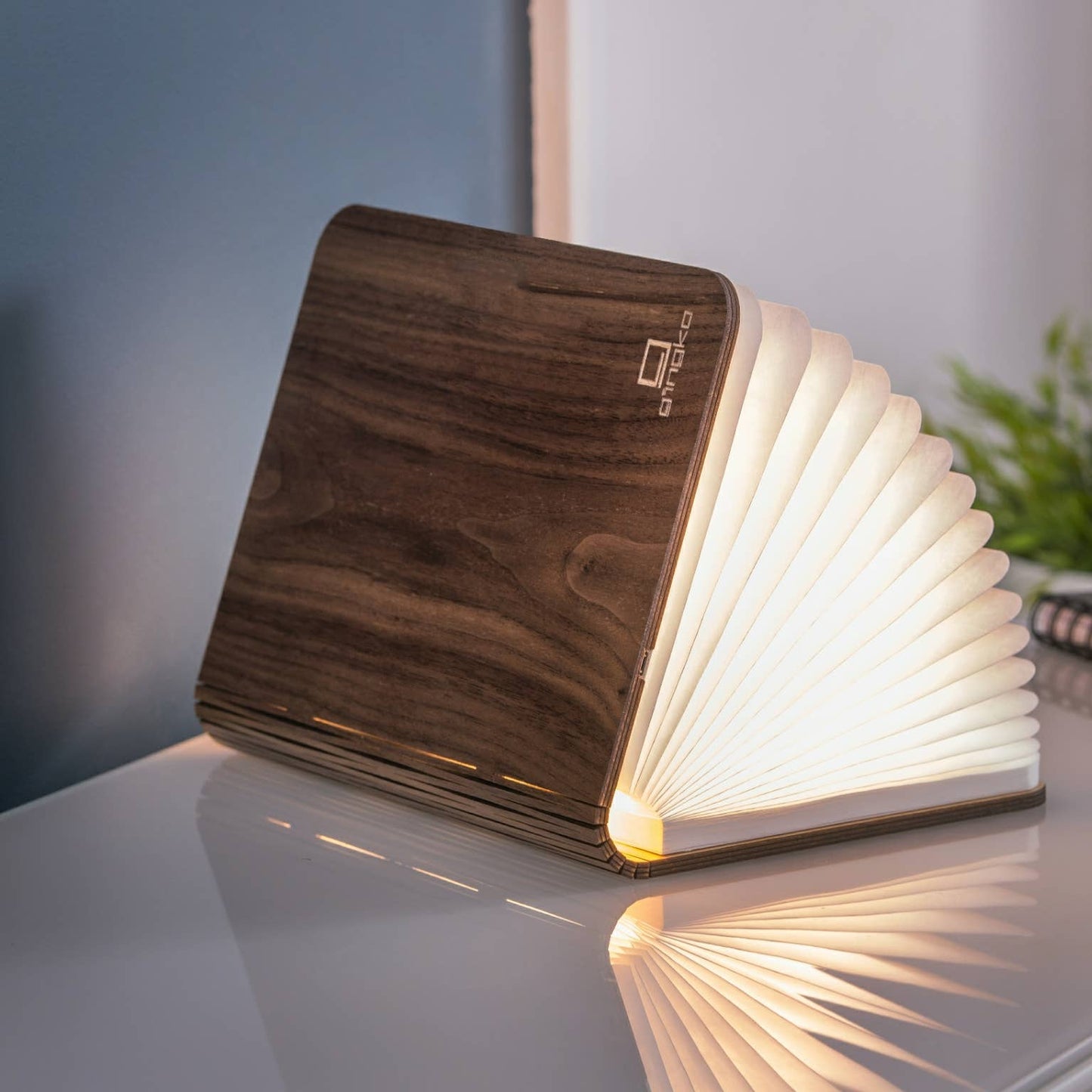 Natural Wood Smart Book Light: Walnut / Large