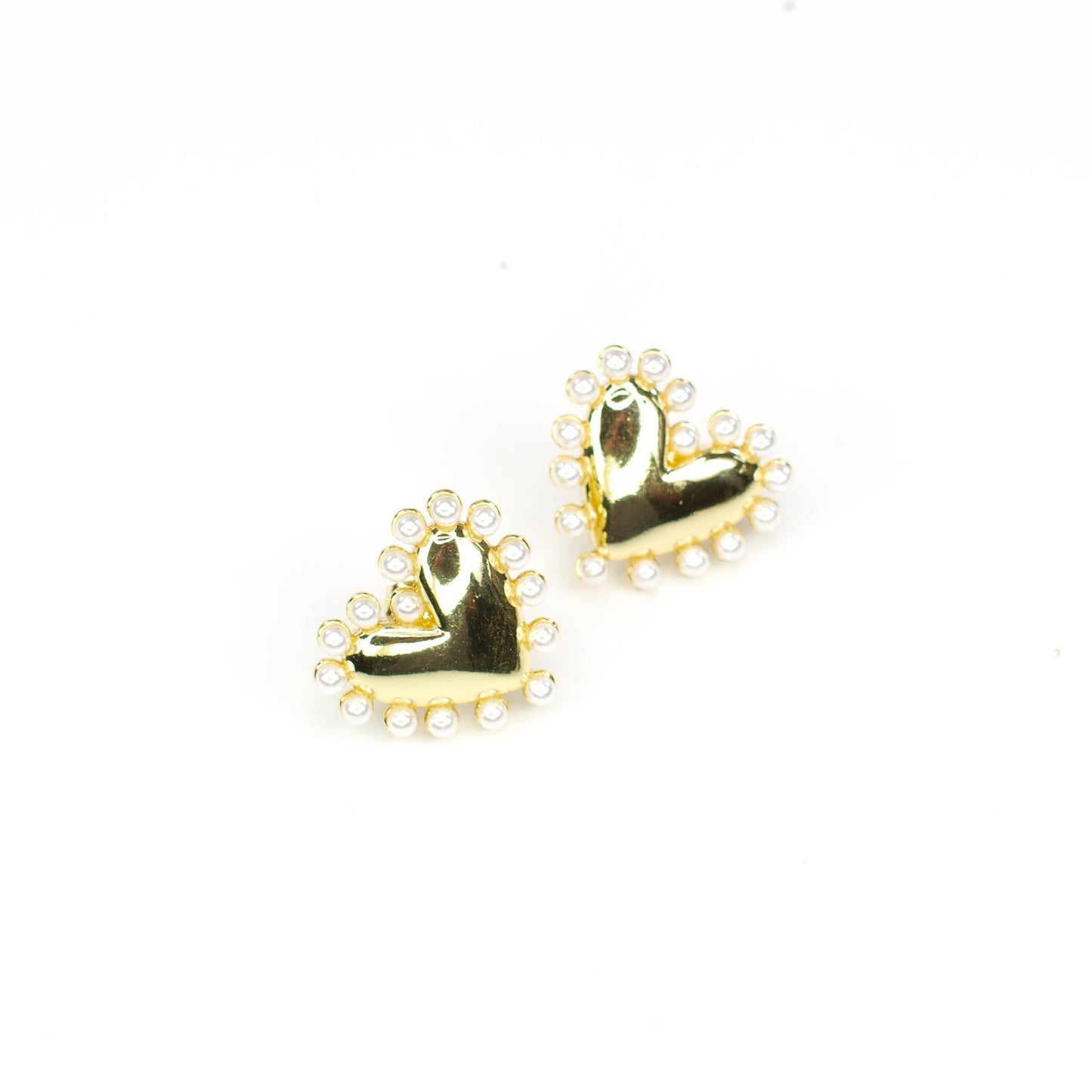 Heart Pearl Stud Earrings