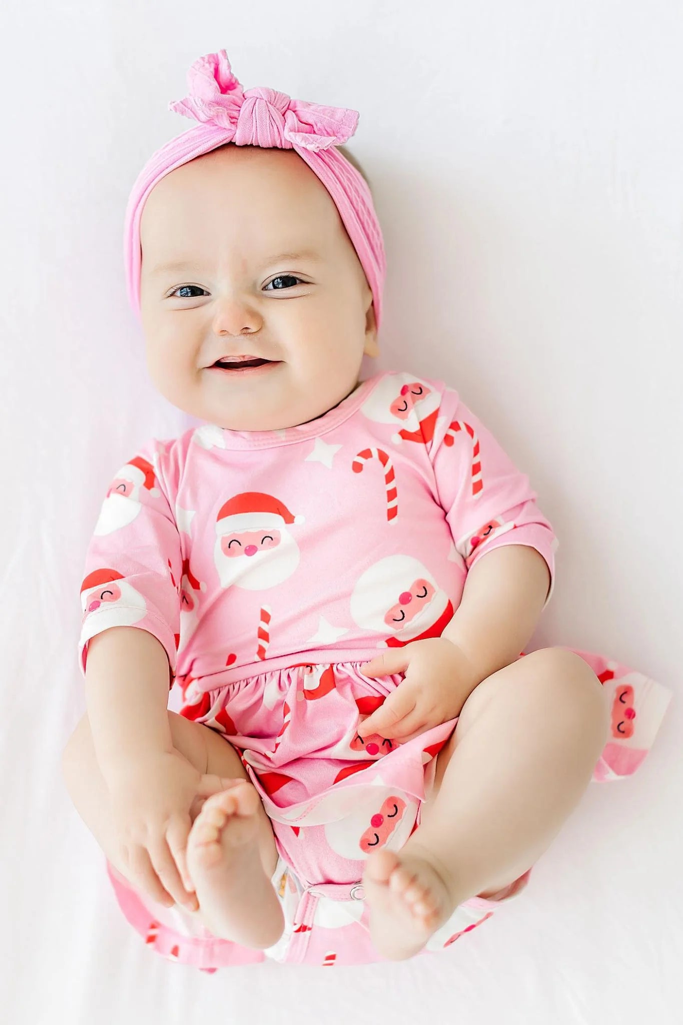 Pink Santa Smiles Twirl Bodysuit