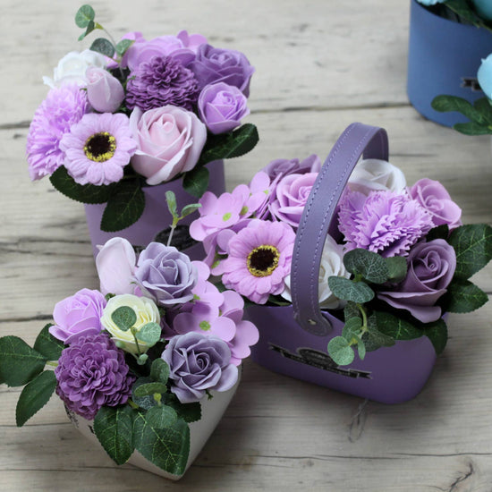 Soft Lavender Soap Flower Bouquet Petite Basket