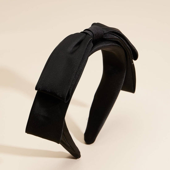 Black Satin Bow Ribbon Headband