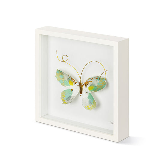 Load image into Gallery viewer, Green &amp;amp; White Butterfly Wall Art 10&amp;quot;sq
