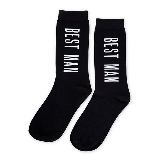 Men’s Black Wedding Party Dress Socks - Best Man