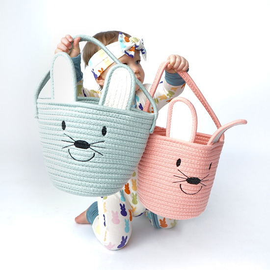 Pink Bunny Rope Easter Basket