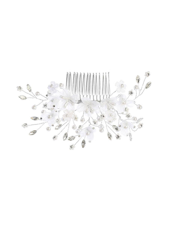 White Floral Hair Comb