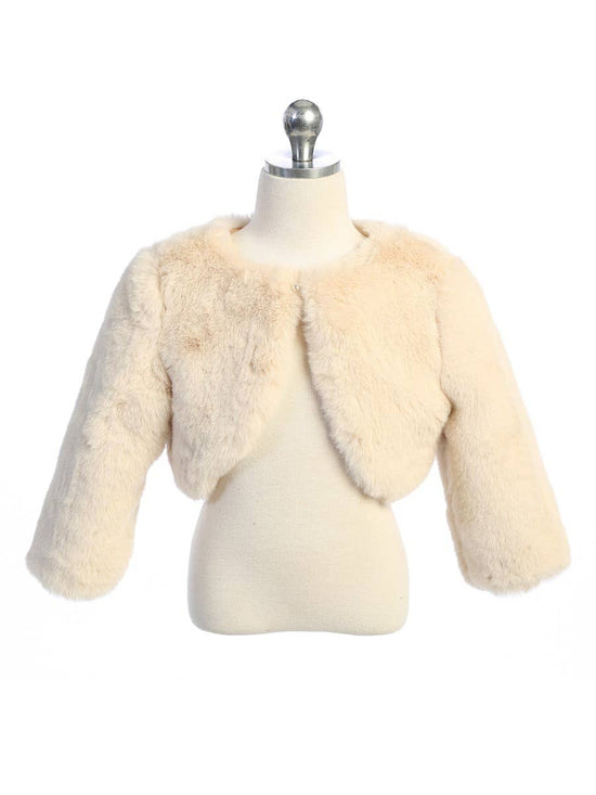 Faux Fur Long Sleeve Jacket in White