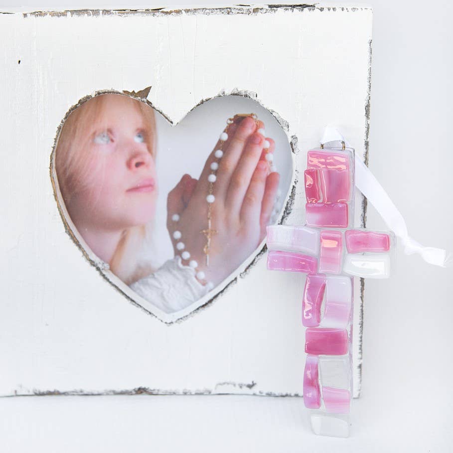 First Communion Cross For Girl: Handmade Glass