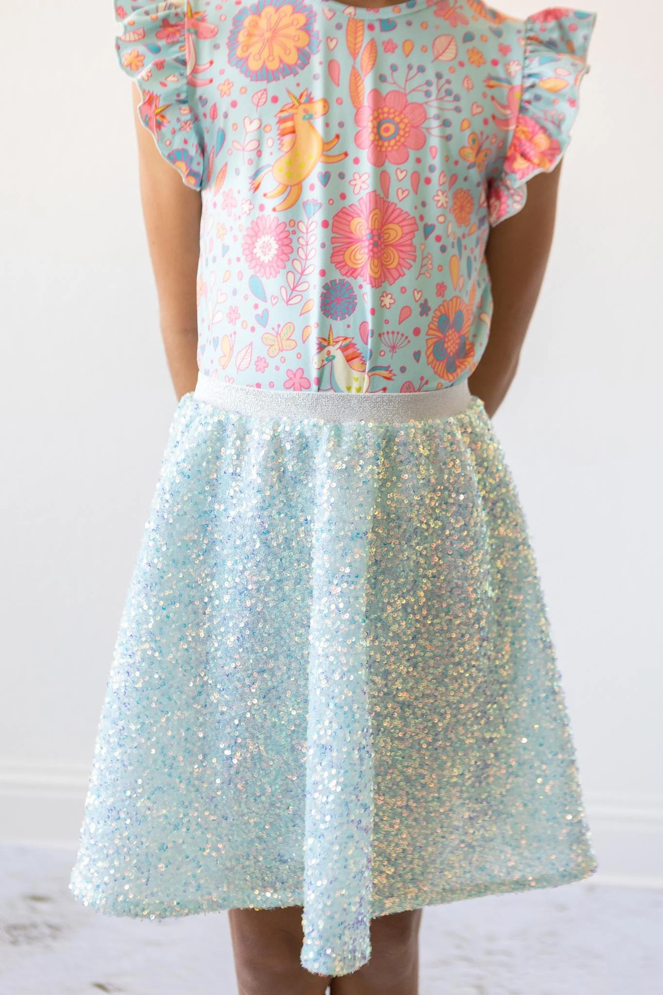 Mint Sequin Twirl Skirt