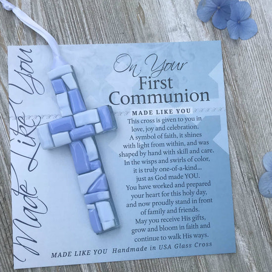 First Communion Cross For Boy: Handmade Glass