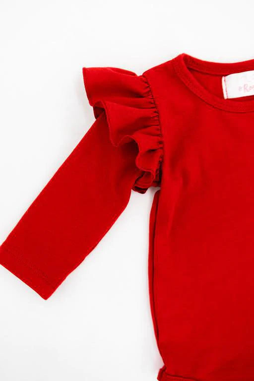 Red L/Sleeve Flutter Bodysuit