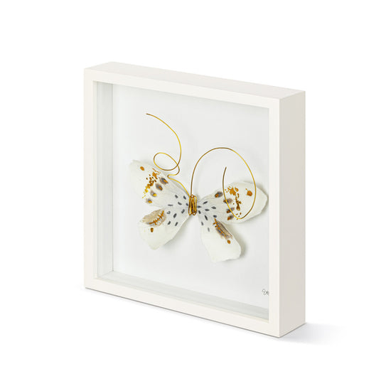 Load image into Gallery viewer, White &amp;amp; Gold Butterfly Wall Art 10&amp;quot;sq
