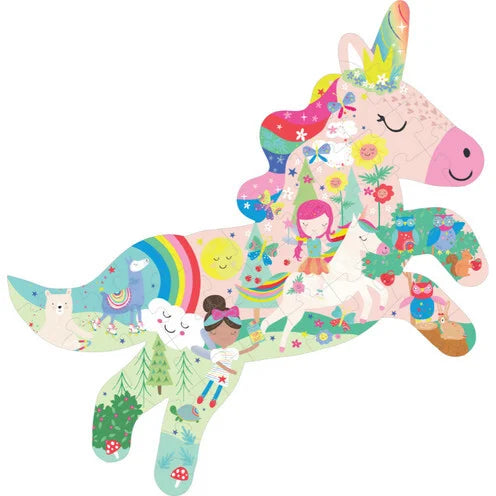 Rainbow Unicorn 40pc Unicorn Shaped Jigsaw Puzzle