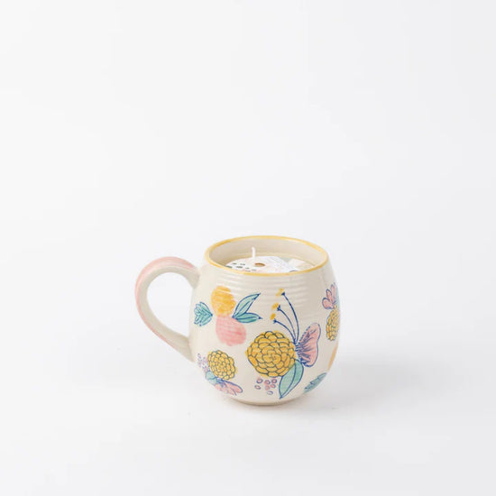 Colorful Floral Candle/Mug Duo in Sweet Grace Scent