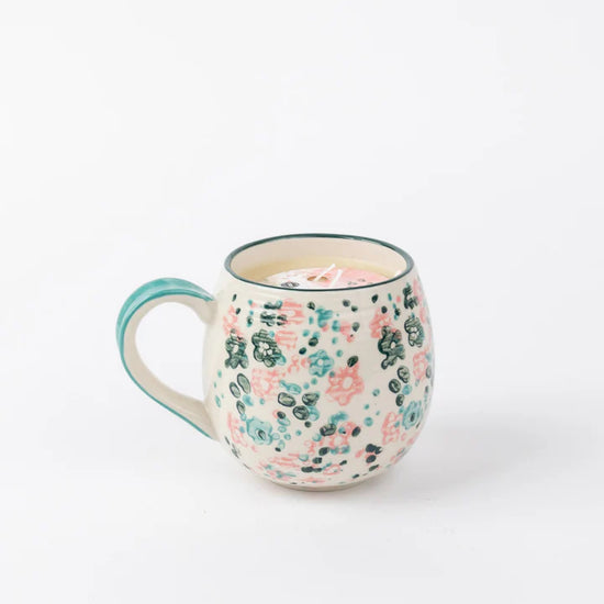 Abstract Floral Candle/Mug Duo in Sweet Grace Scent