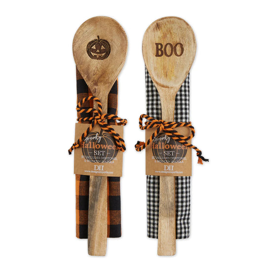Dish Towel & Wooden Spoon Halloween Gift Set