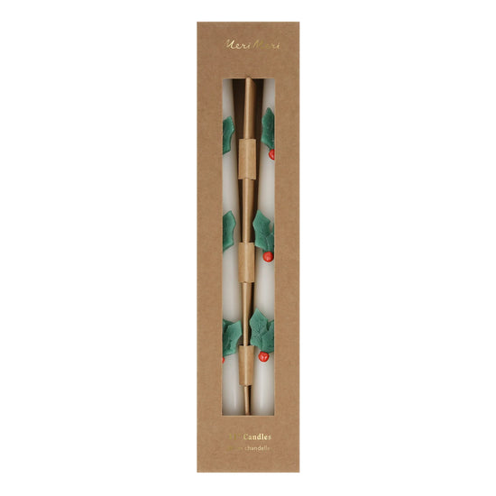 Holly Taper Candles