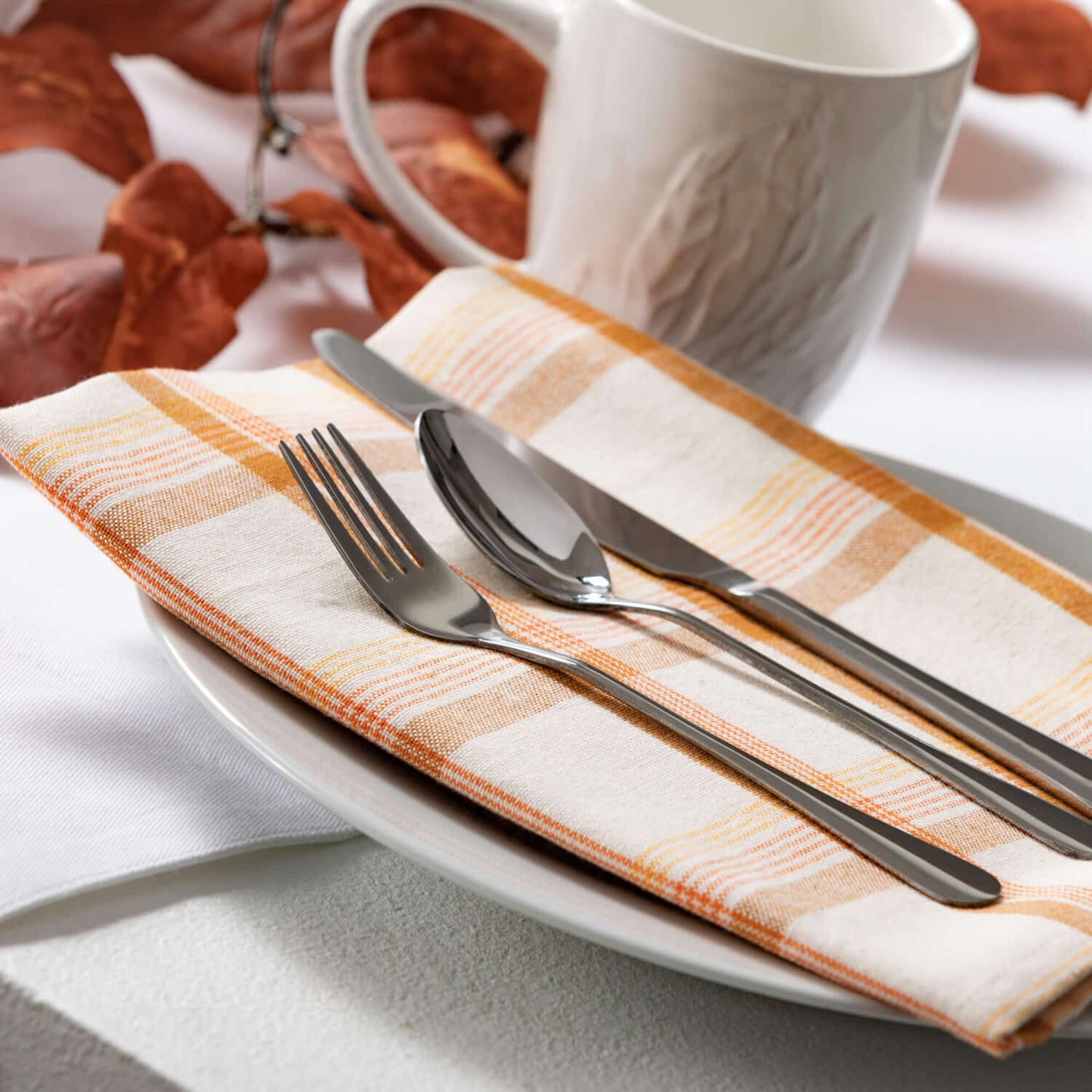 Plaid Patterned Linen Napkins