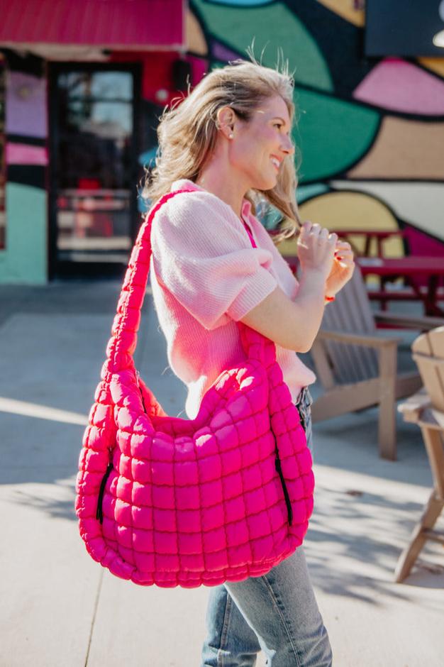 Hot Pink X-Large Quilted Tote