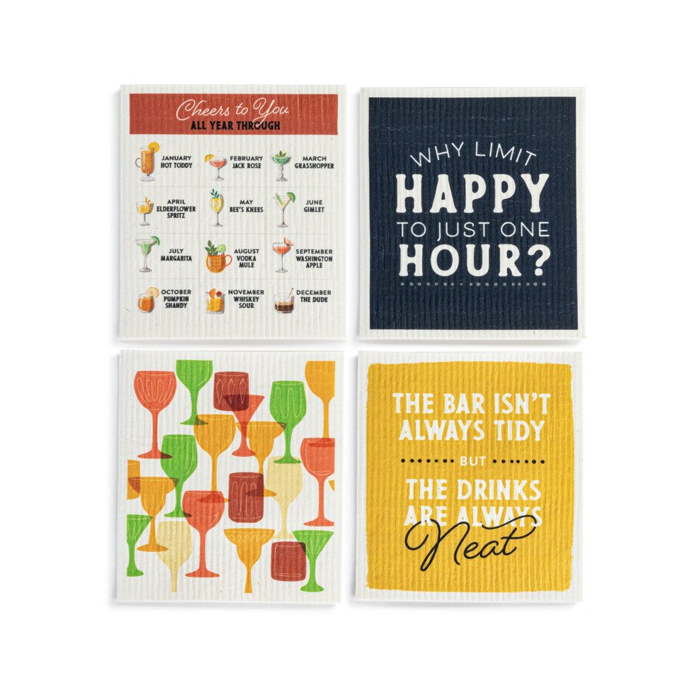 Biodegradable Happy Hour Themed Dish Cloths