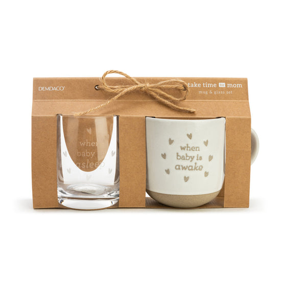 Mug & Glass Set - When Baby Wakes/Sleeps