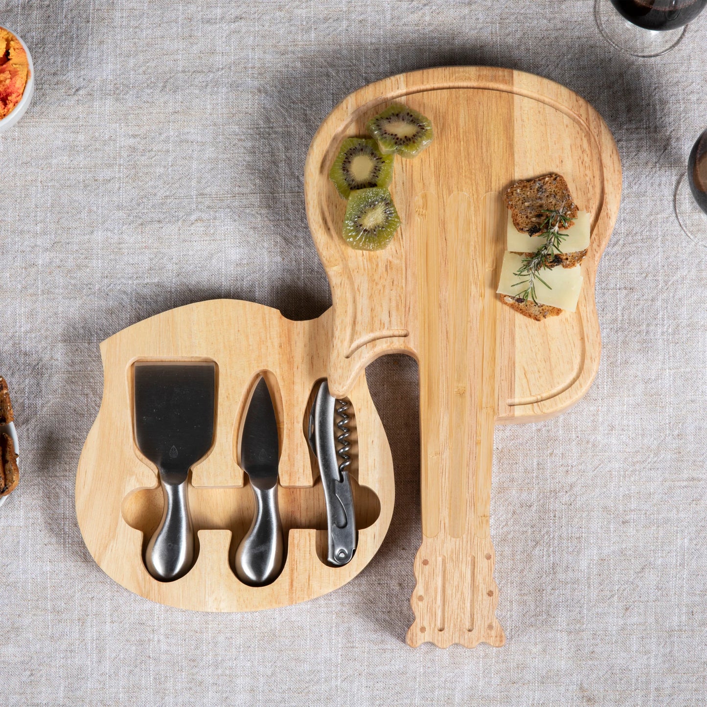 Guitar Cheese Board with Utensils - Bamboo