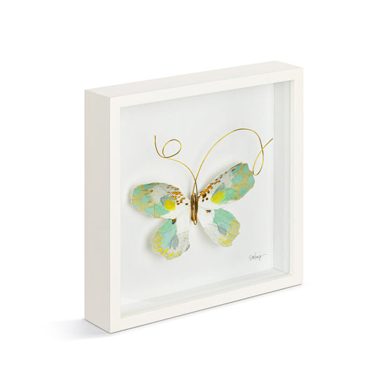 Load image into Gallery viewer, Green &amp;amp; White Butterfly Wall Art 10&amp;quot;sq
