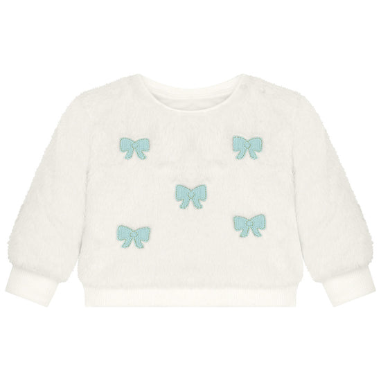 Ivory Fur Bow Pullover/Aqua Legging Set