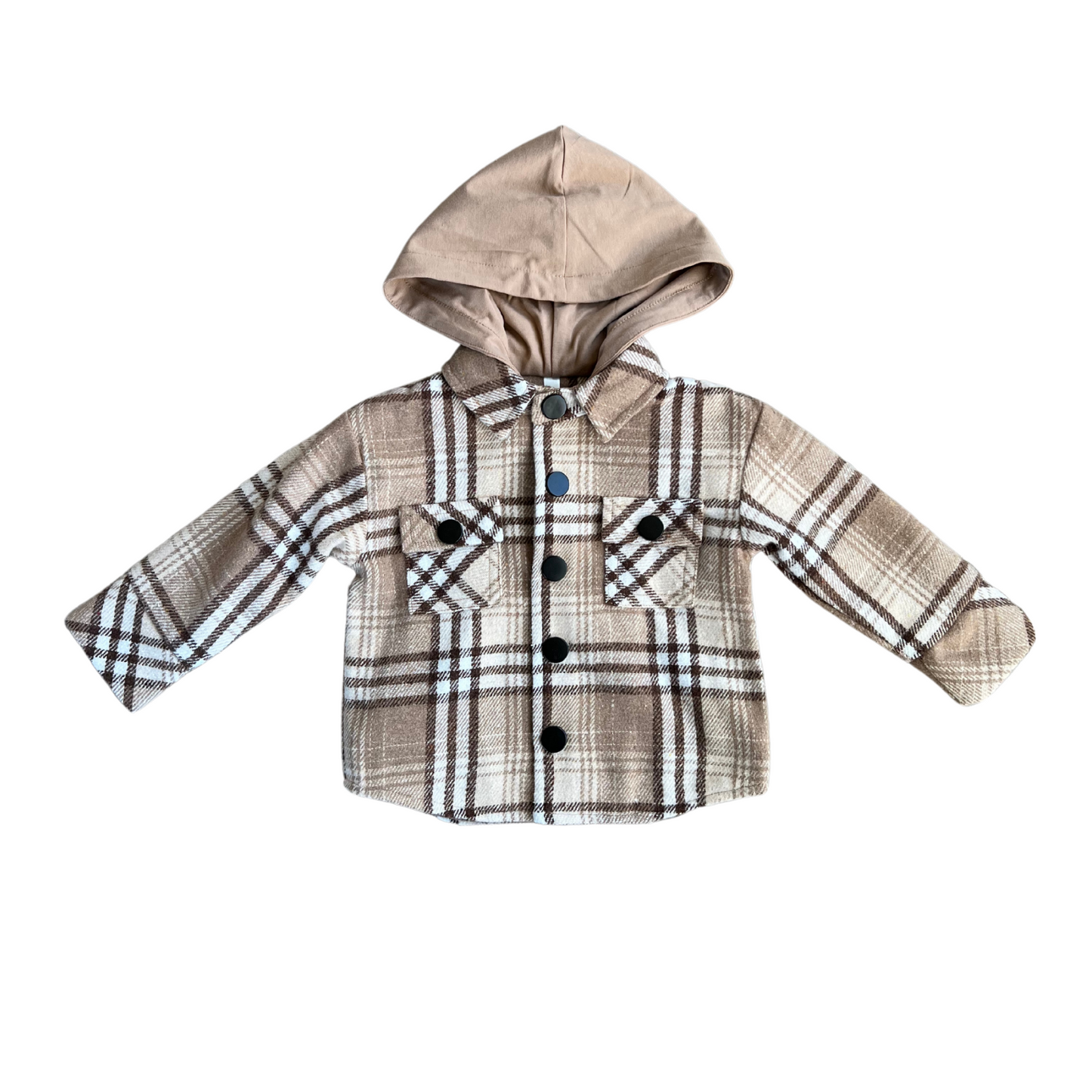 Mocha Hooded Plaid Shacket