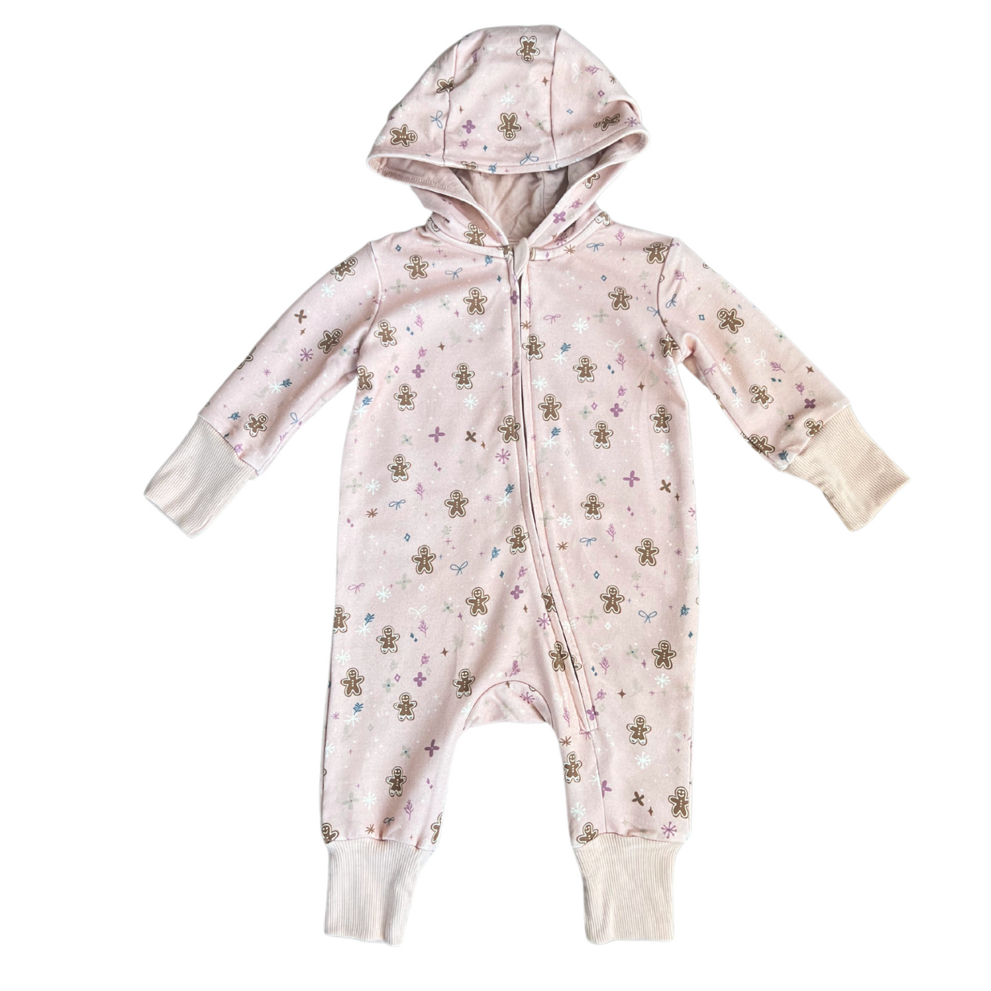 Gingerbread Zip Hooded Romper