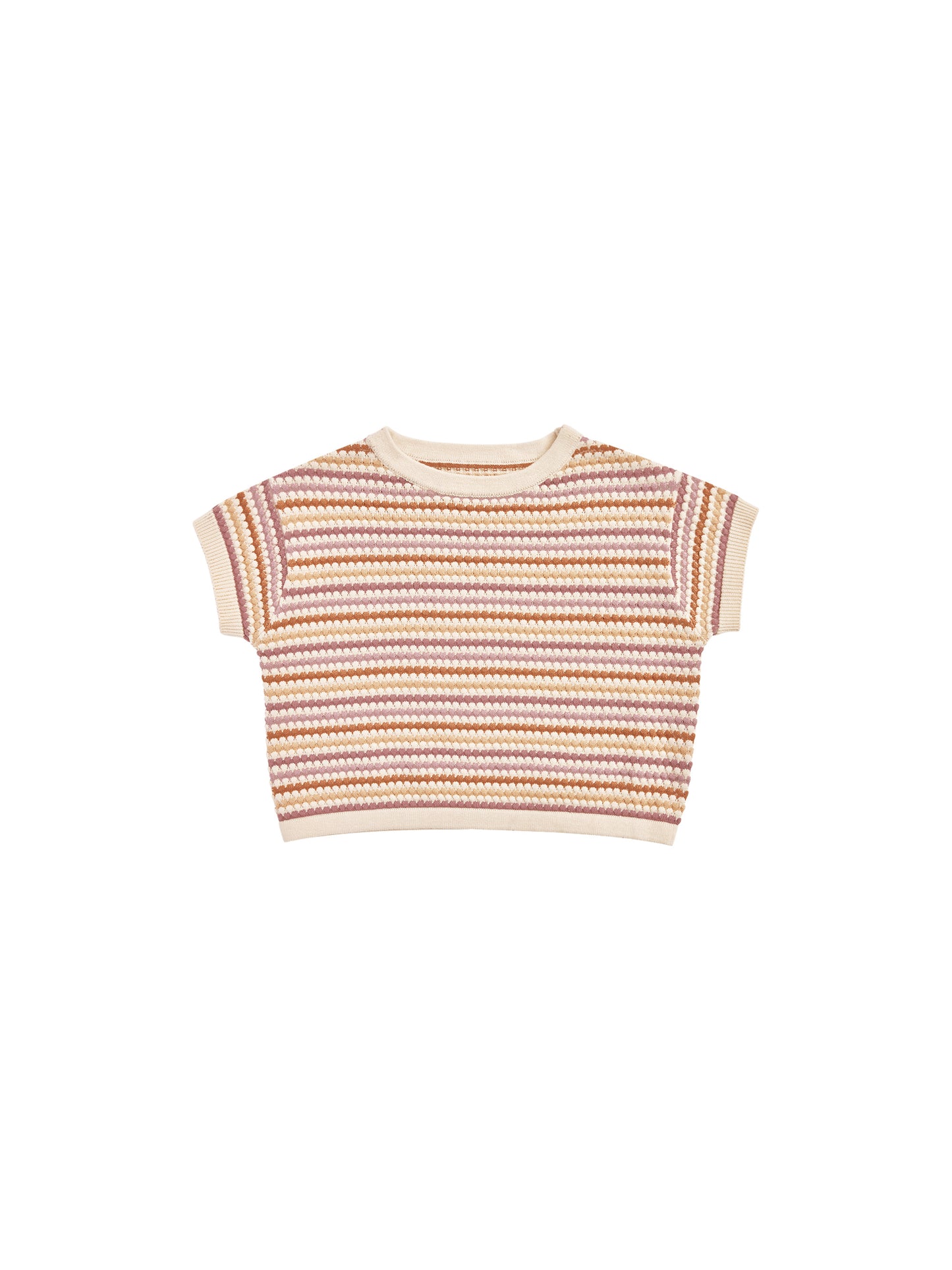 Boxy Crop Honeycomb Knit Tee