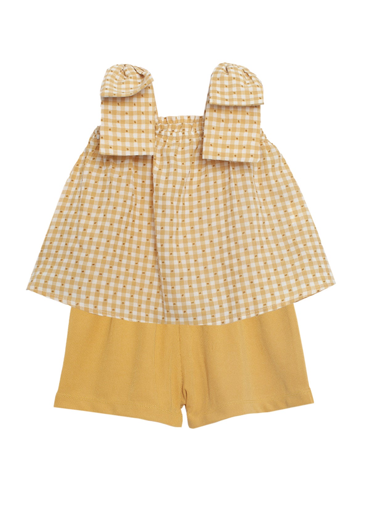 Yellow Gingham Bow Strap 2 Piece Set