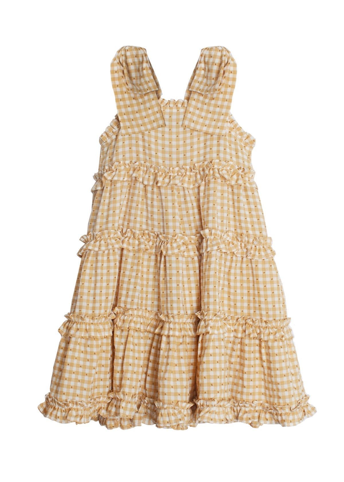 Yellow Gingham Tiered Dress