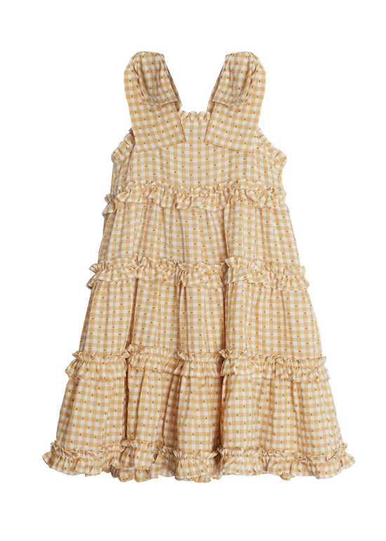 Yellow Gingham Tiered Dress