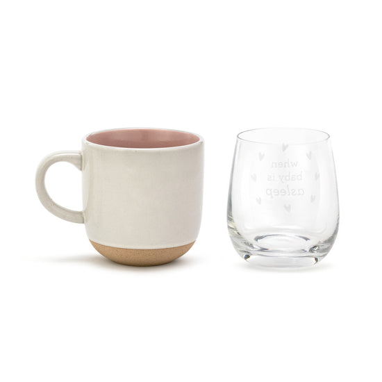 Mug & Glass Set - When Baby Wakes/Sleeps