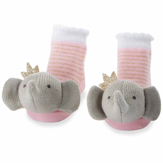 Pink Elephant Rattle Toe Socks